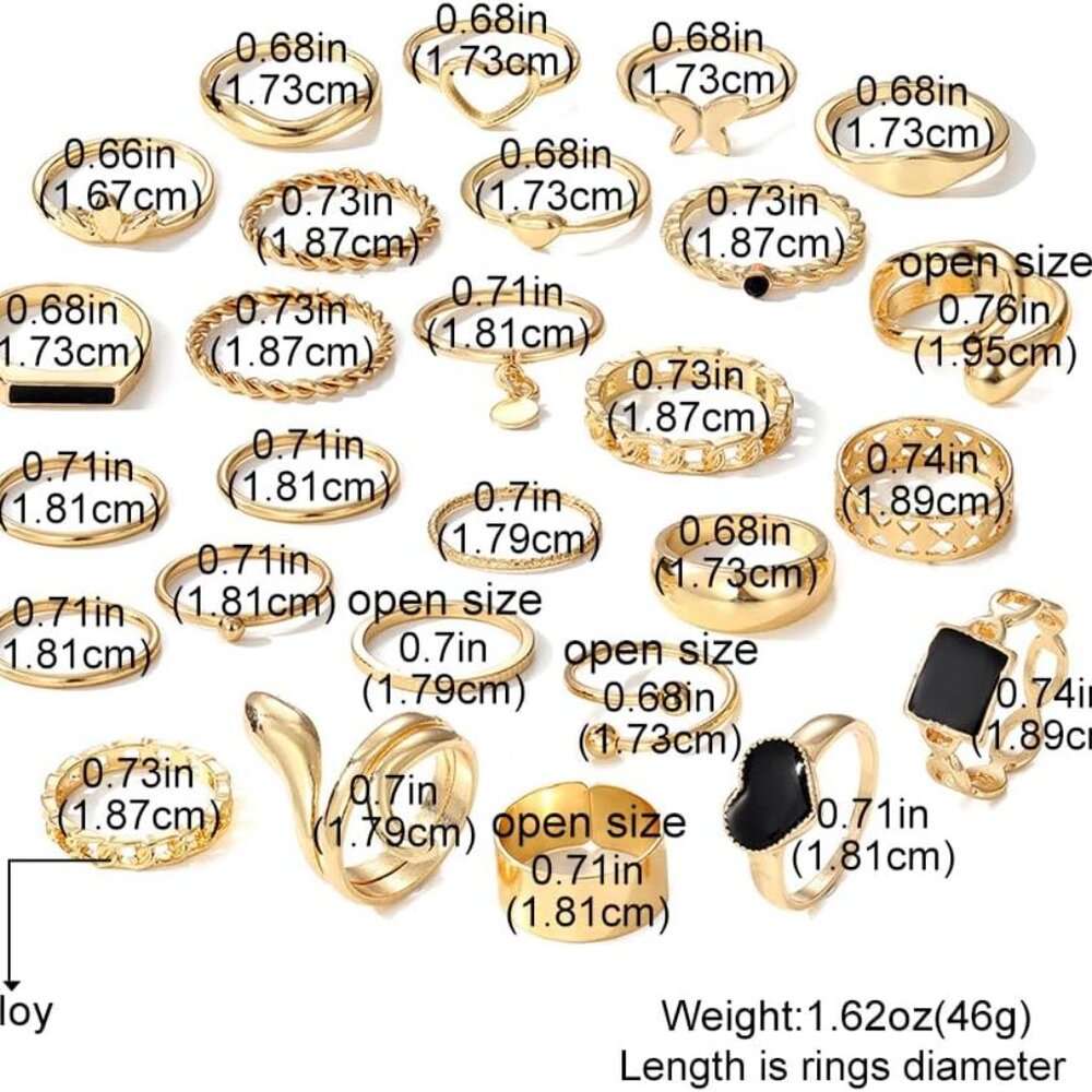 27pcs Stacking Knuckle Statement Rings Sets For W… - image 4